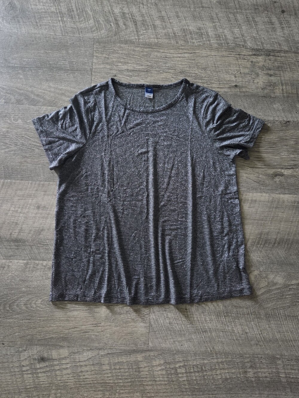 NWT Old Navy Luxe Charcoal Metallic Shimmer Luxe Short Sleeve Tee.